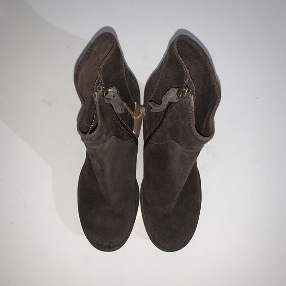 Sofft Wedge Boots Womens Size 7.5 Brown Suede Ankle Zip Aqua Sofft SF0072110 - Picture 5 of 9